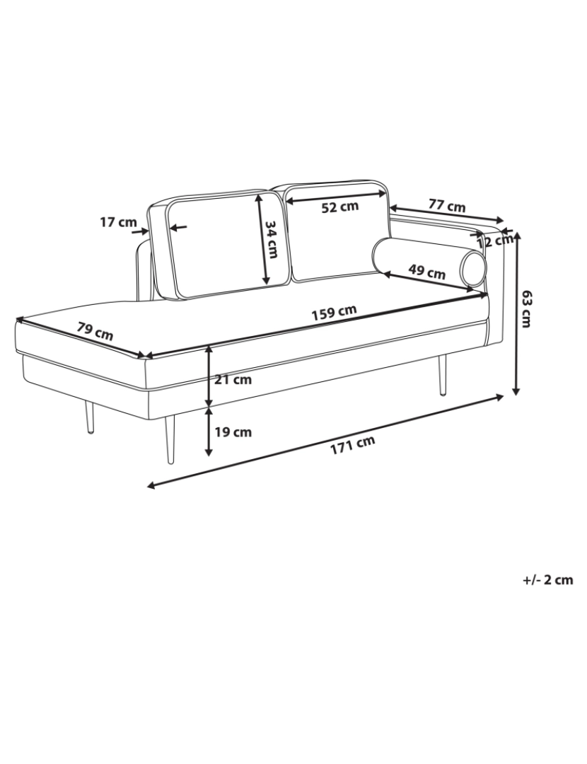 Beliani - Chaise-longue à direita em veludo rosa MIRAMAS