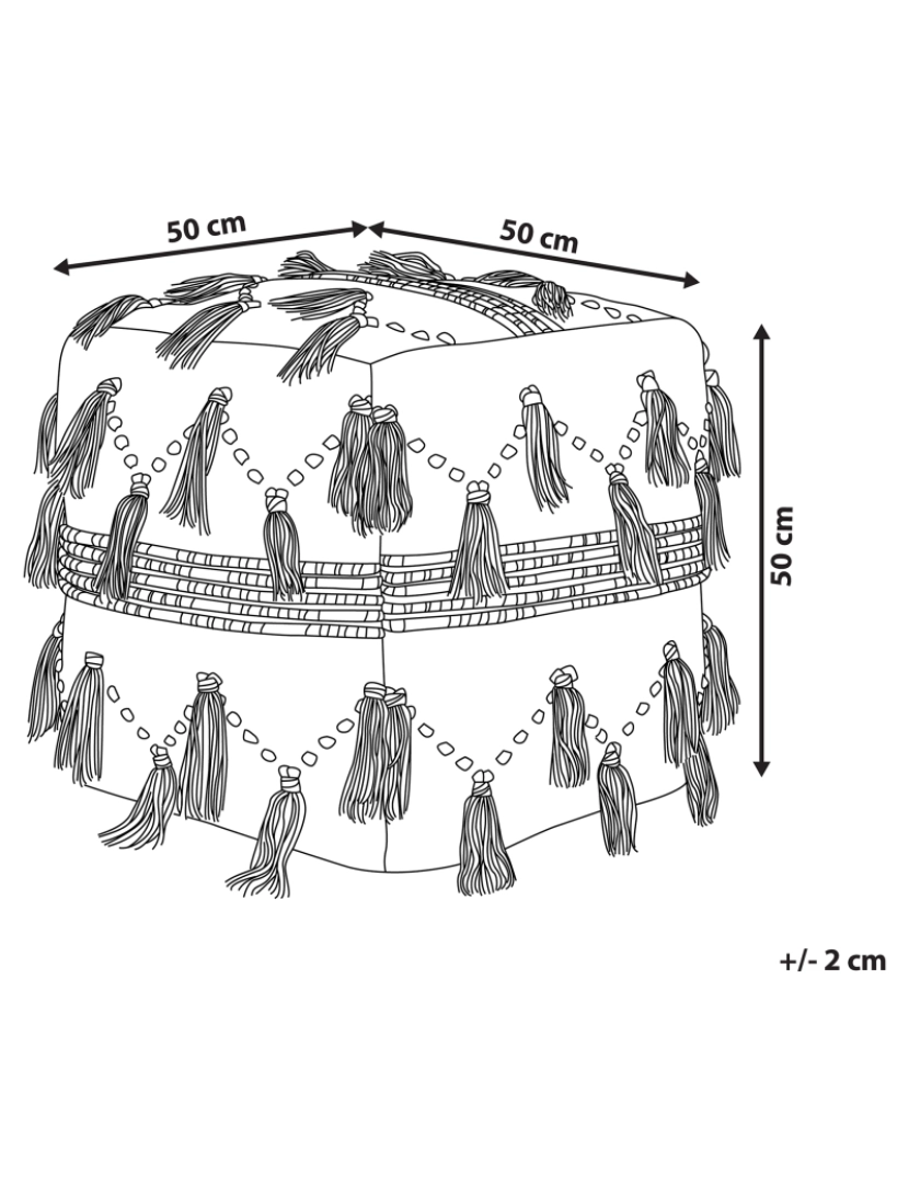 imagem de Pufe creme e preto 50 x 50 cm THONDI1