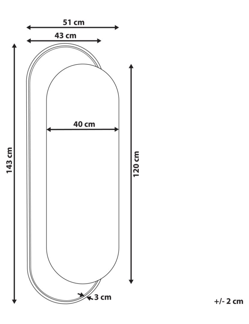 Beliani - Espelho 143 cm Natural CREIL