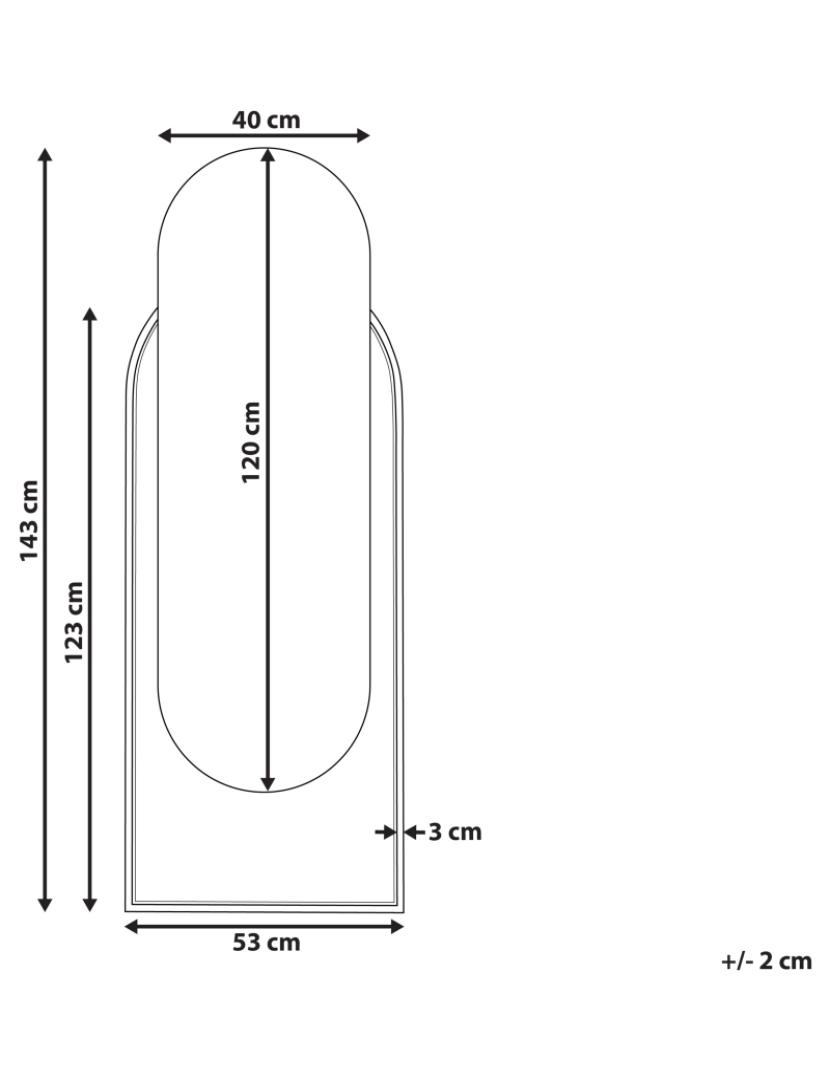 Beliani - Espelho 143 cm Natural NEVERS