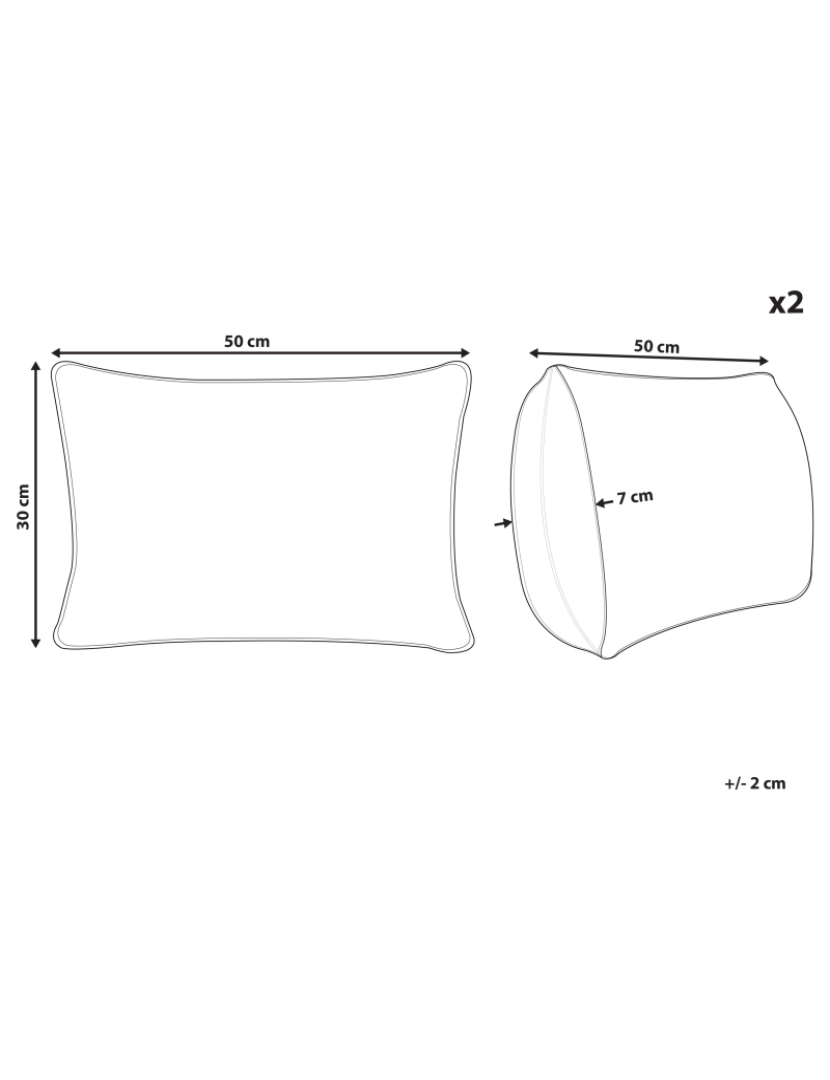 Beliani - Conjunto de 2 almofadas Bordado Algodão Branco NERIUM 30 x 50 cm