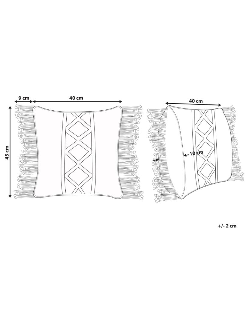 Beliani - Almofada decorativa Macramé Algodão Creme claro YORTAN 45 x 40 cm