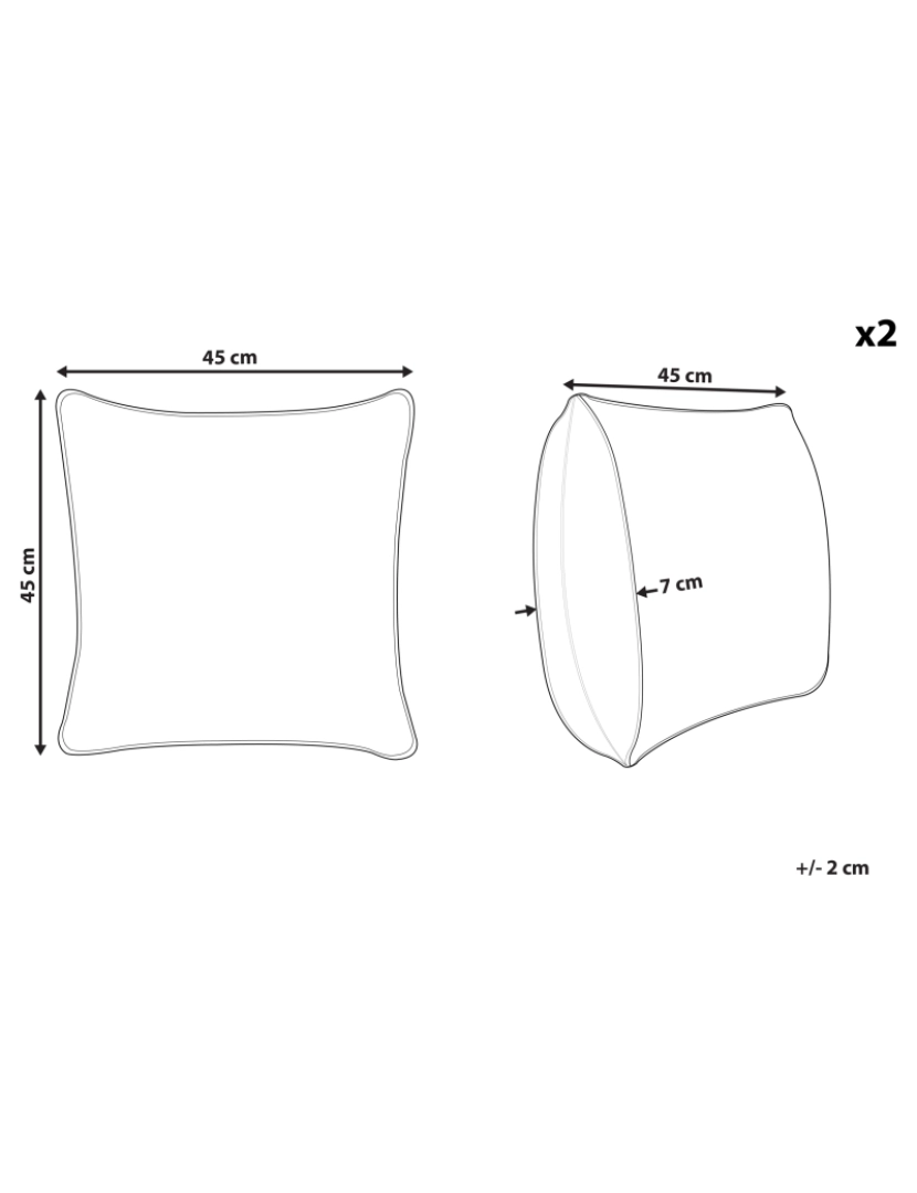 Beliani - Conjunto de 2 almofadas Impressão em bloco Algodão Taupe BOSSIELLA 45 x 45 cm