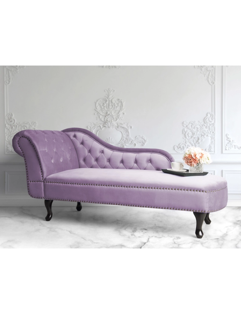 Beliani - Chaise-longue à esquerda em veludo violeta NIMES