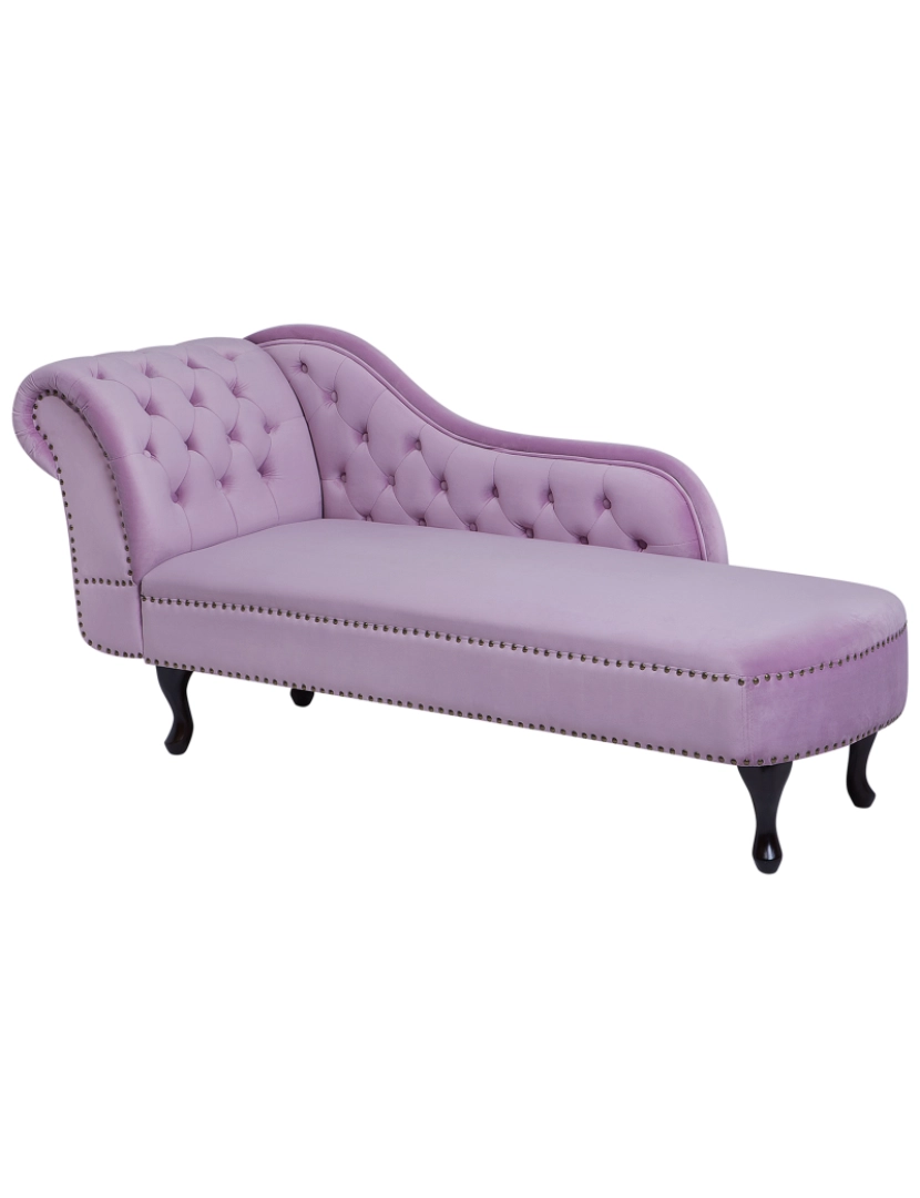 imagem de Chaise-longue à esquerda em veludo violeta NIMES4