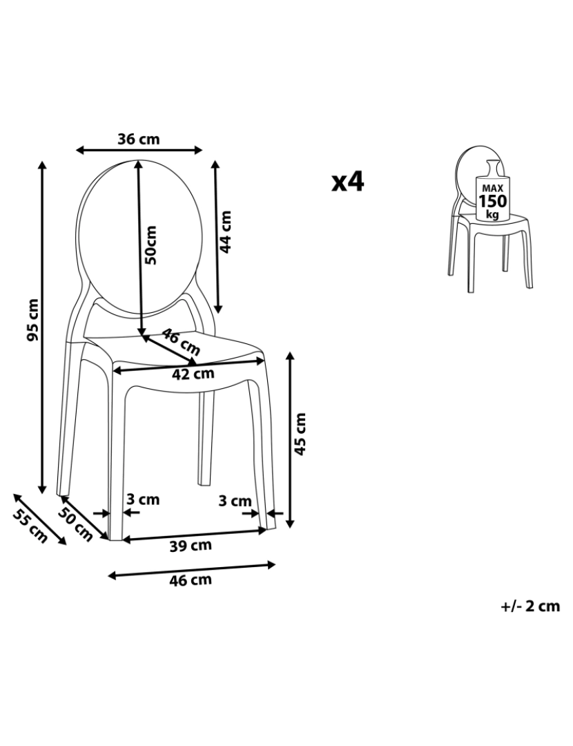 imagem de Conjunto de 4 cadeiras de jantar em preto transparente MERTON3