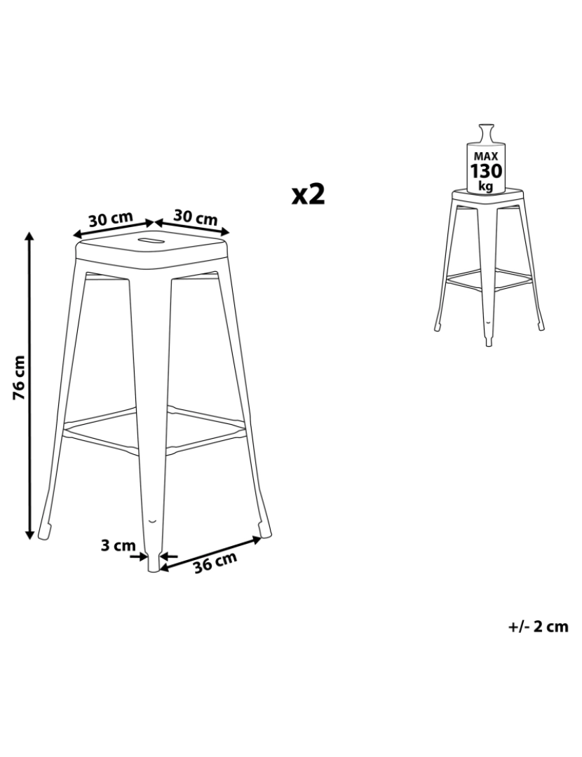 imagem de Banco de bar Conjunto de 2 Branco CABRILLO3