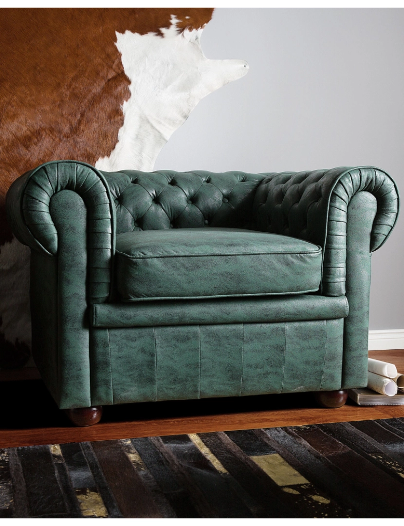 Beliani - Poltrona Pele sintética Verde CHESTERFIELD