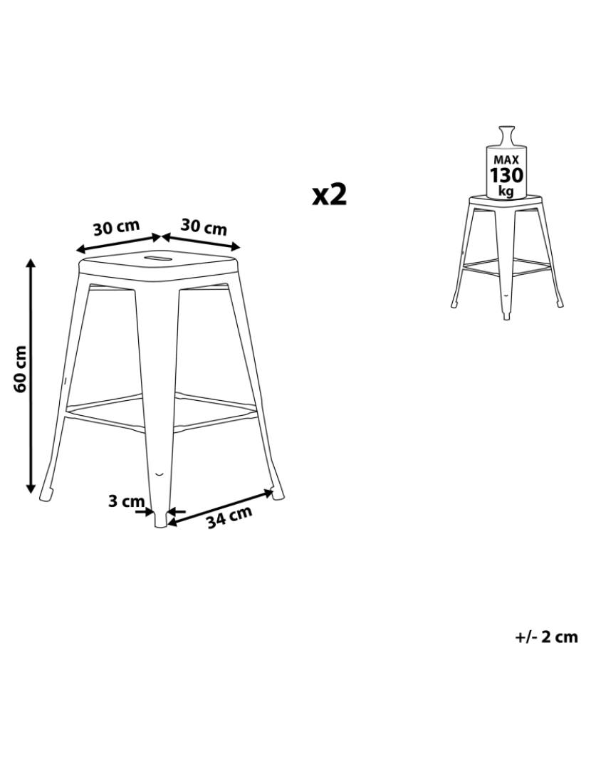 imagem de Banco de bar Conjunto de 2 Metal Branco CABRILLO3