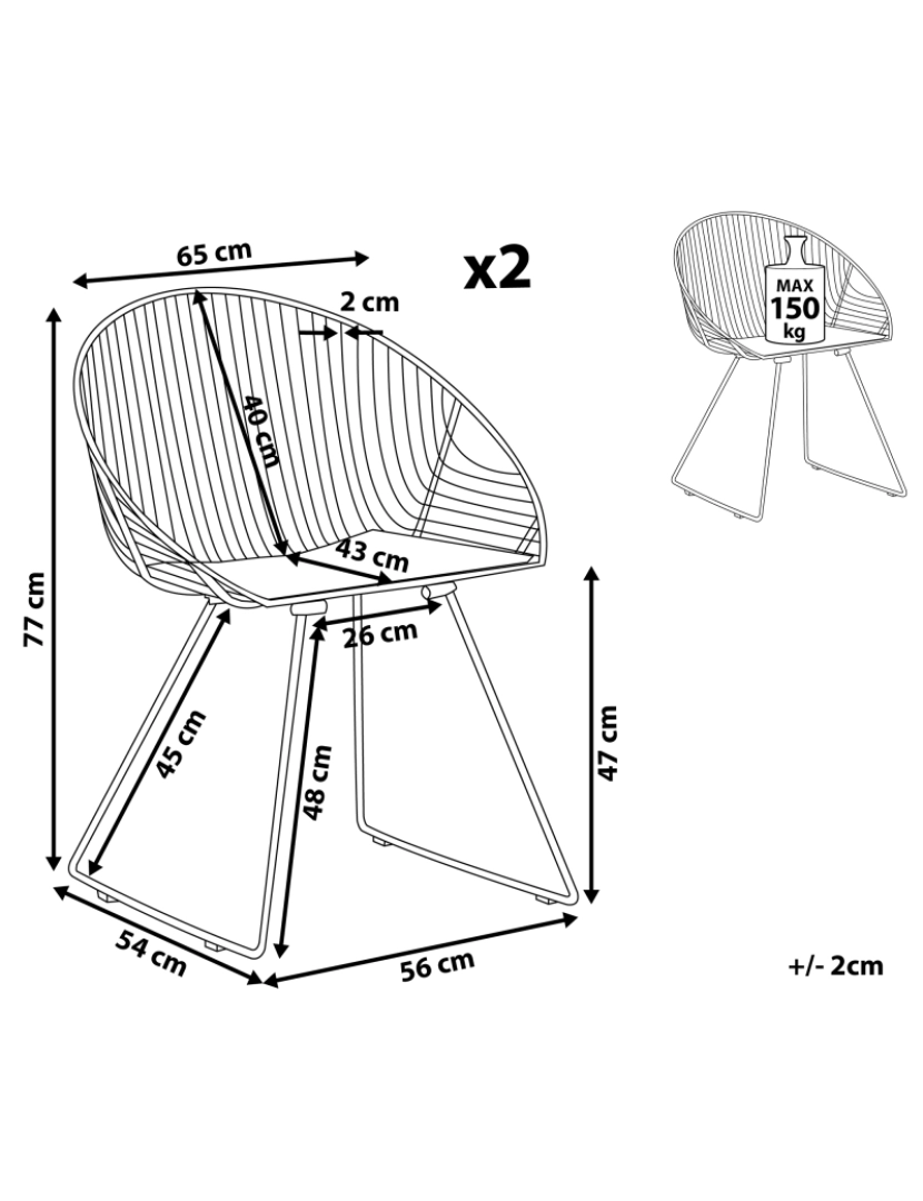 imagem de Cadeira de refeição Conjunto de 2 Metal Prateado AURORA3