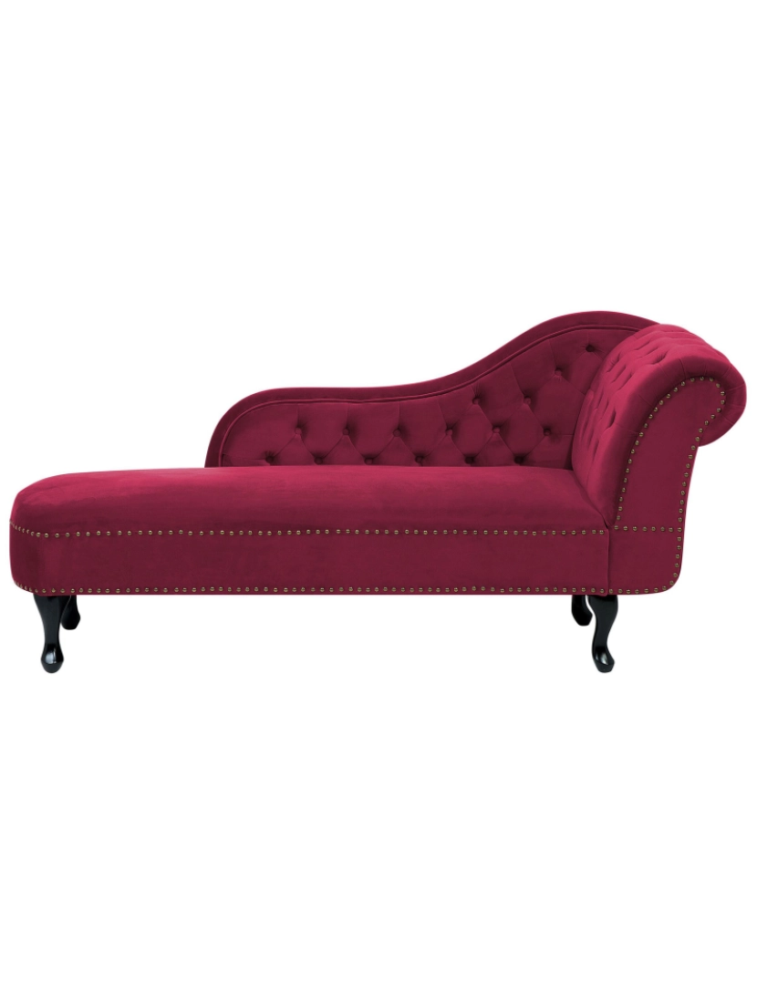 imagem de Chaise-longue à direita em veludo vermelho escuro NIMES2