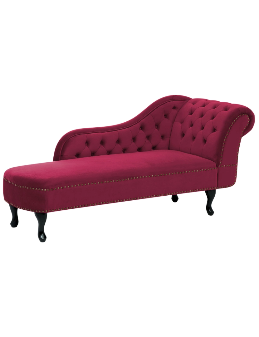 imagem de Chaise-longue à direita em veludo vermelho escuro NIMES4