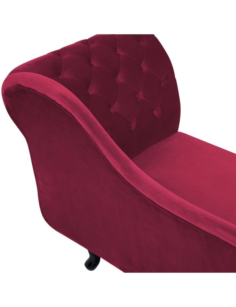 imagem de Chaise-longue à direita em veludo vermelho escuro NIMES8