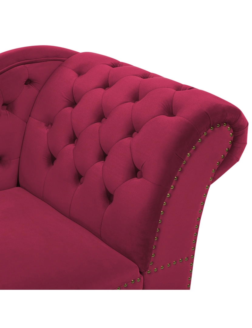 imagem de Chaise-longue à direita em veludo vermelho escuro NIMES9