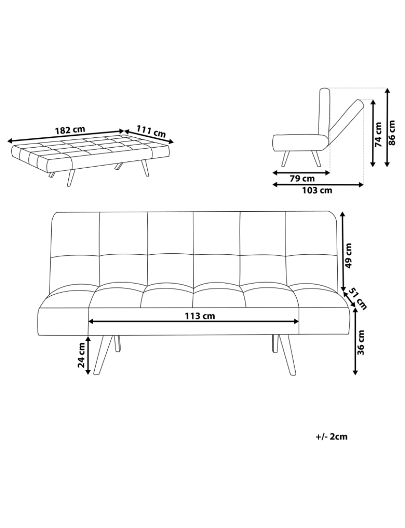 imagem de Sofá-cama de 3 lugares em tecido creme INGARO3