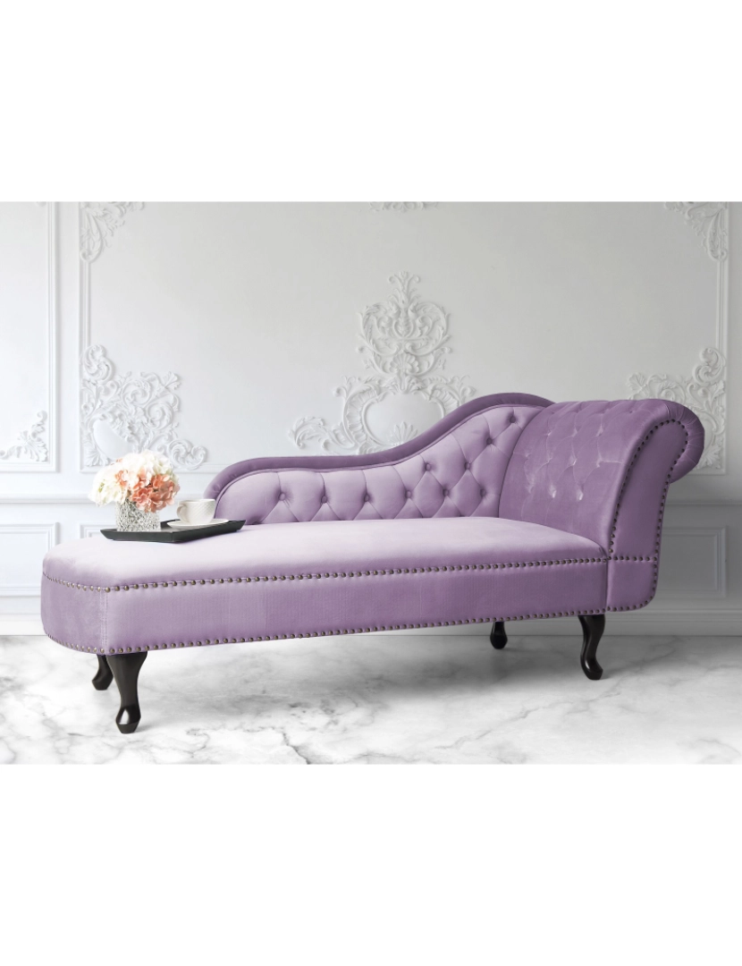 imagem de Chaise-longue à direita em veludo violeta NIMES1