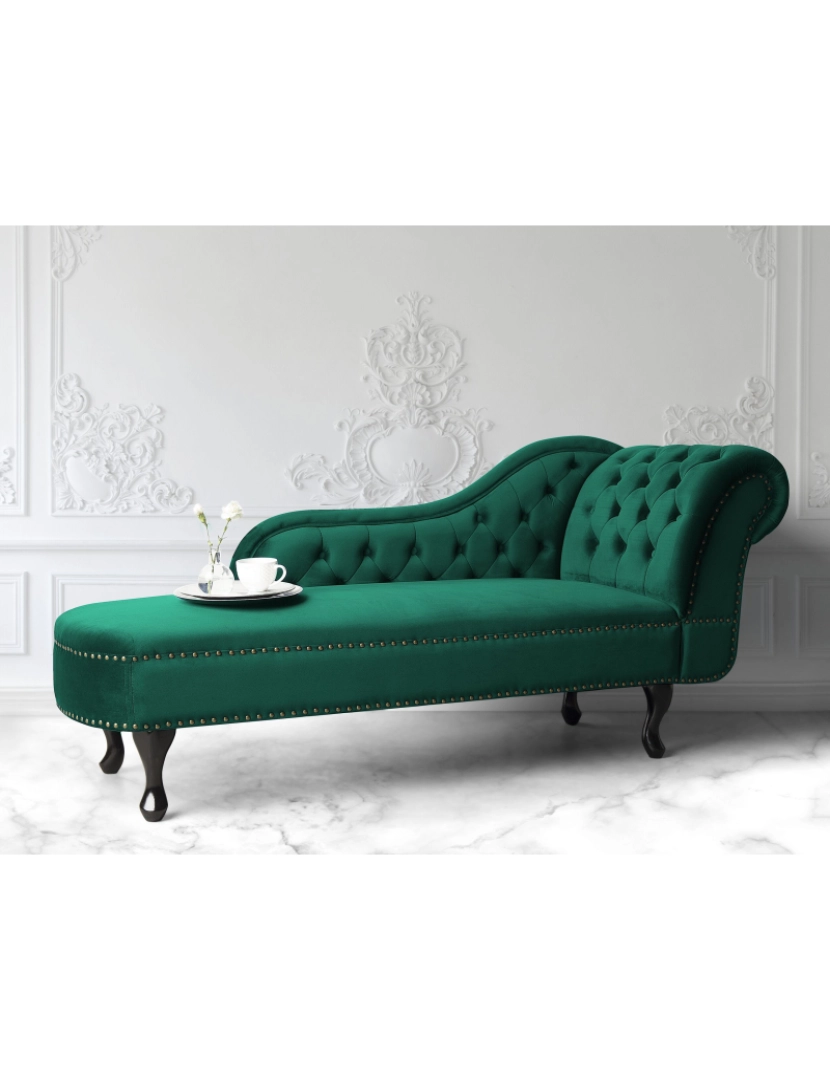 Beliani - Chaise-longue à direita em veludo verde NIMES