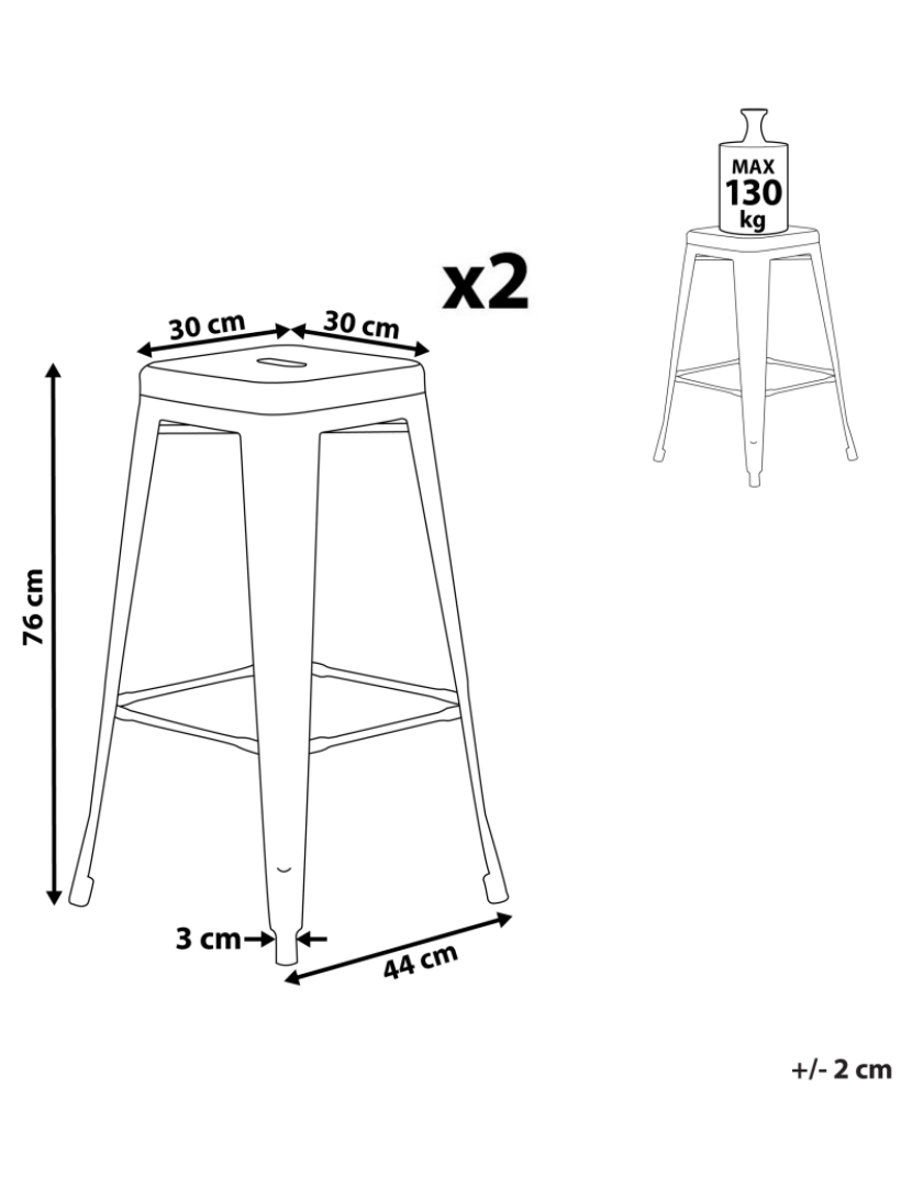 imagem de Banco de bar Conjunto de 2 Metal Vermelho CABRILLO2