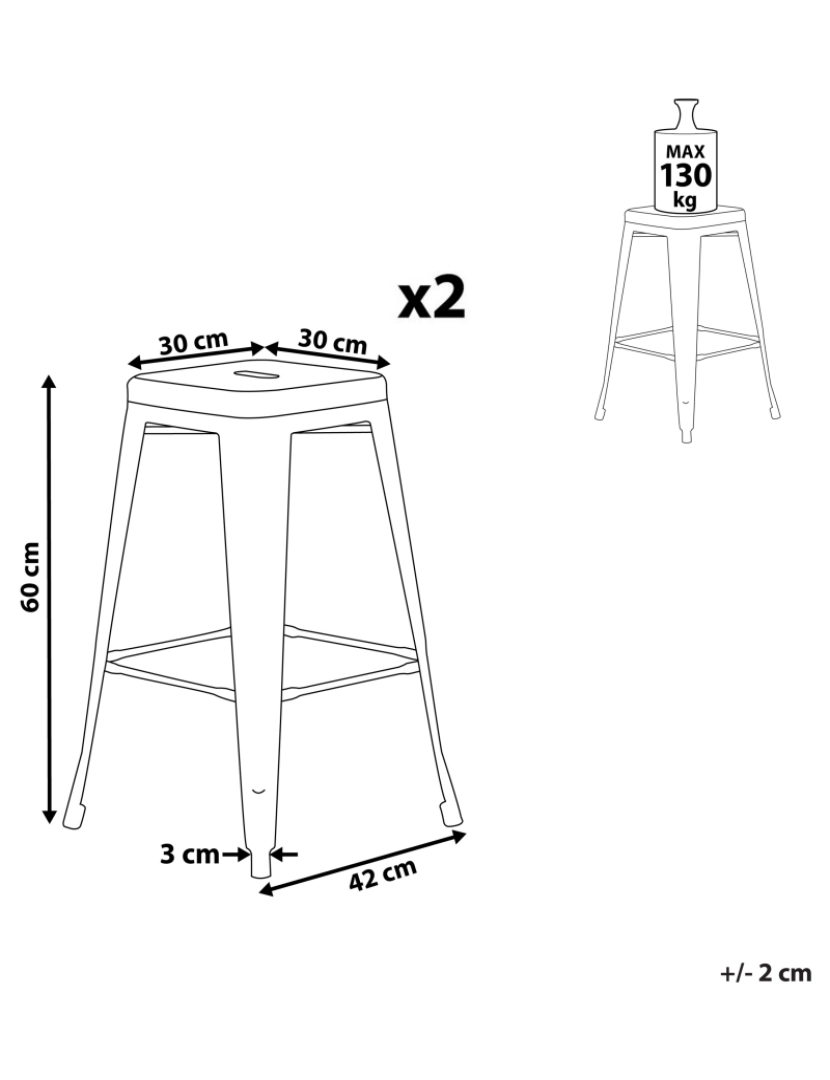 imagem de Banco de bar Conjunto de 2 Metal Prateado CABRILLO3