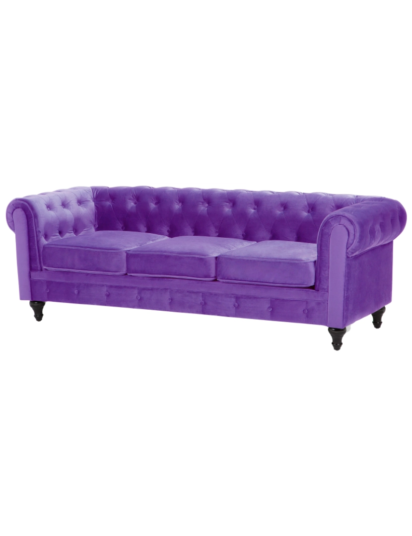 imagem de Sofá de 3 lugares em veludo violeta CHESTERFIELD4