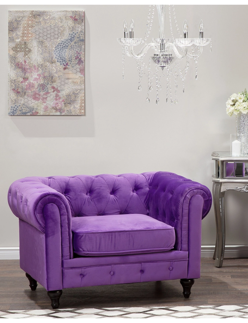 imagem de Veludo Poltrona Violeta CHESTERFIELD1