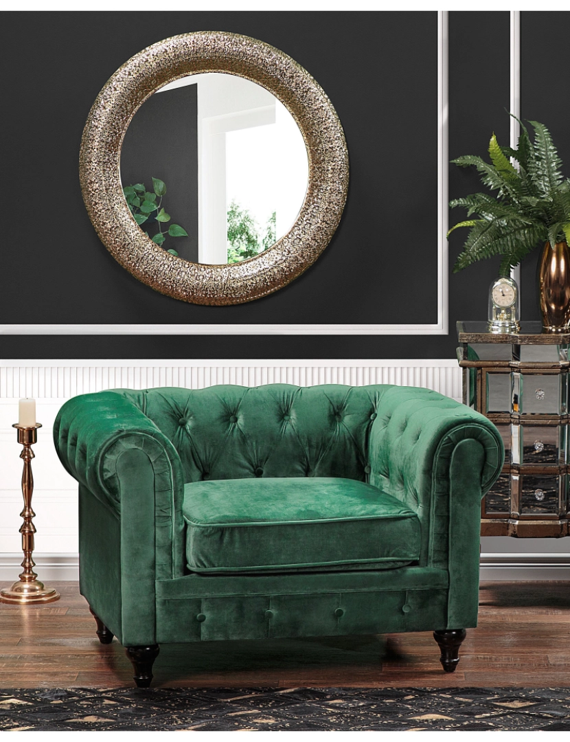 imagem de Veludo Poltrona Verde esmeralda CHESTERFIELD1