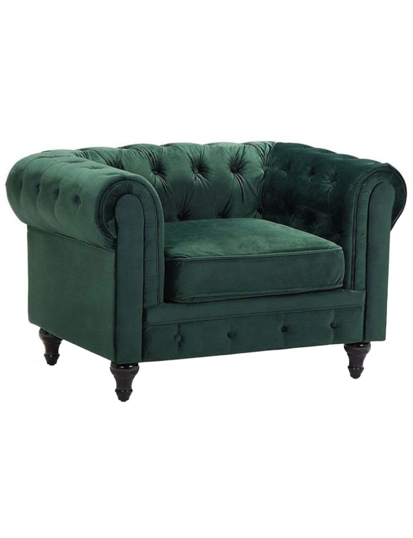 imagem de Veludo Poltrona Verde esmeralda CHESTERFIELD2