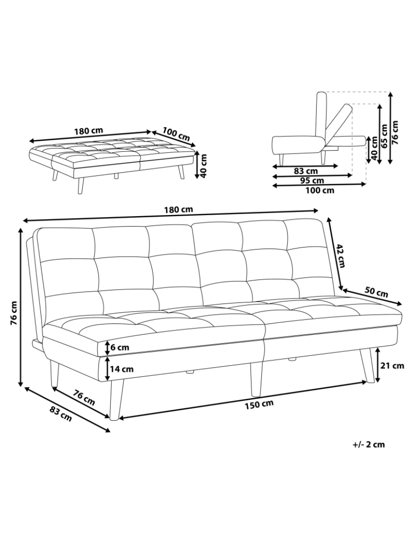 imagem de Sofá-cama de 3 lugares em tecido cinzento claro RONNE3