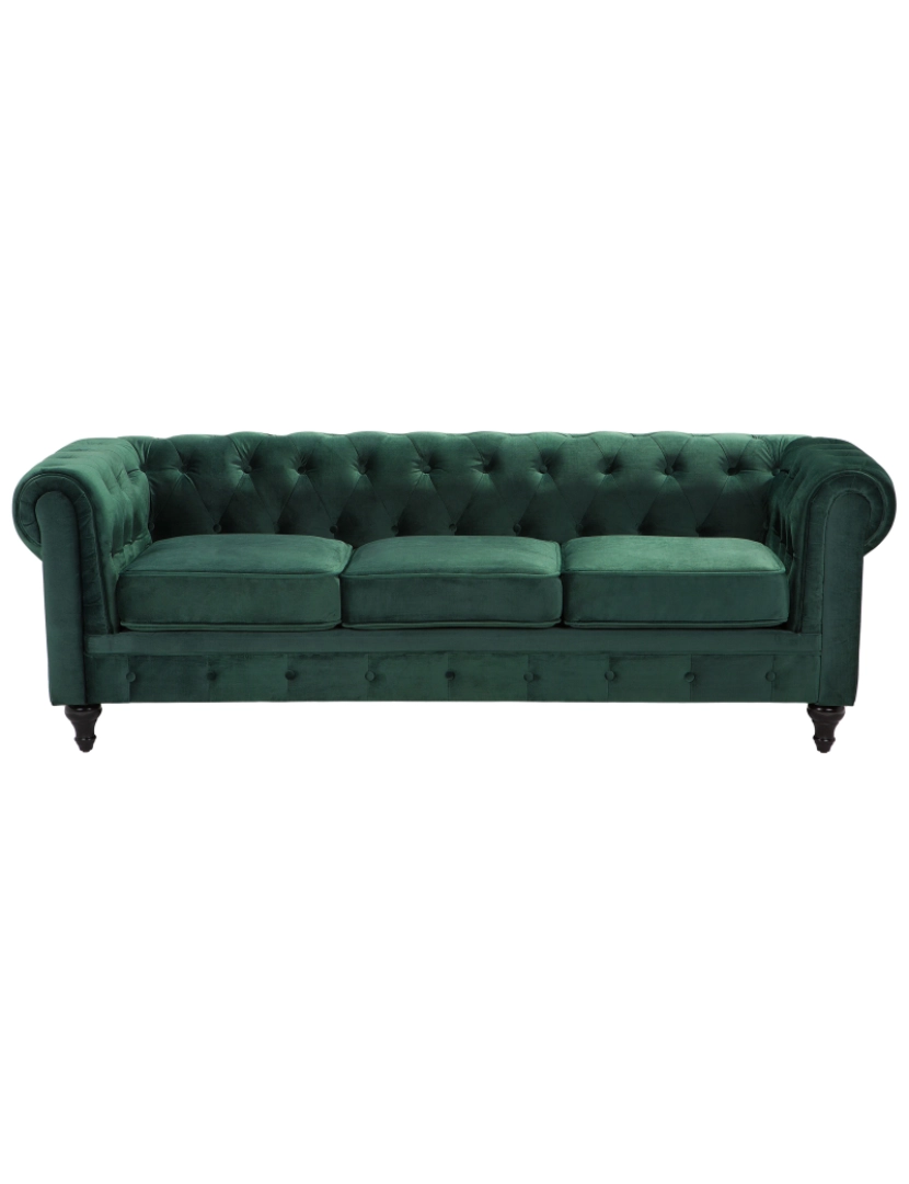 imagem de Conjunto de sofás com 4 lugares em veludo verde esmeralda CHESTERFIELD4