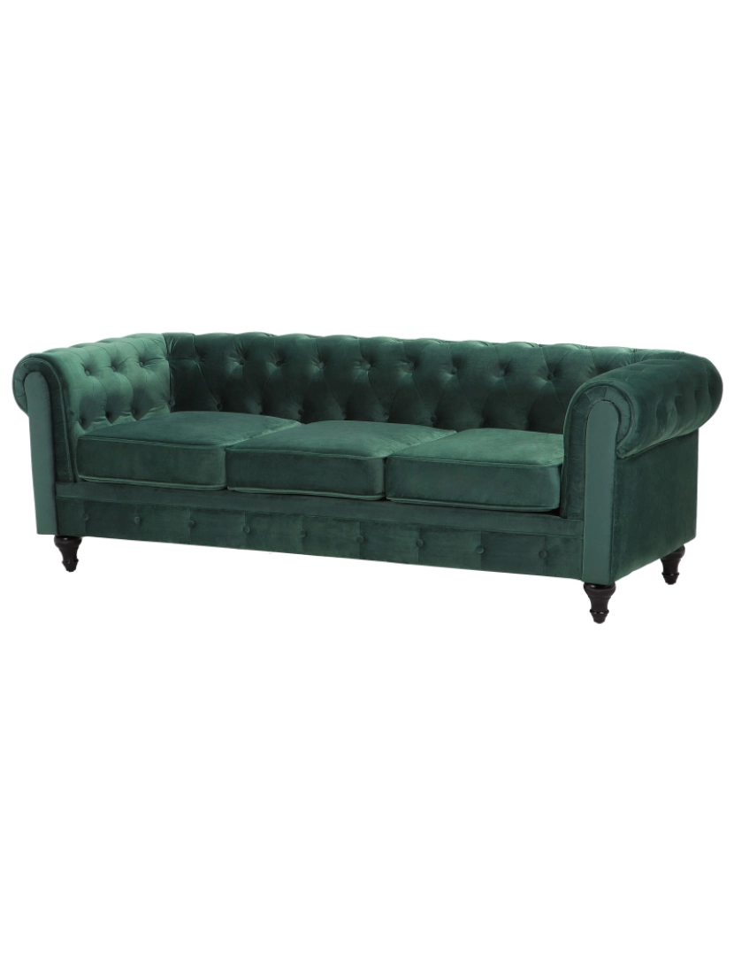 imagem de Conjunto de sofás com 4 lugares em veludo verde esmeralda CHESTERFIELD5