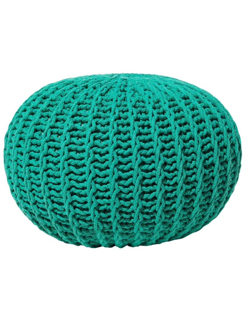 imagem de Pufe redondo em tricot verde esmeralda 50 x 35 cm CONRAD II2