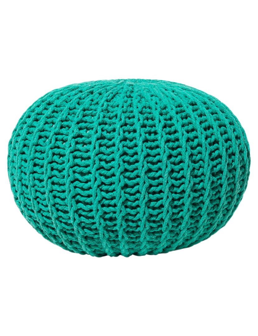 imagem de Pufe redondo em tricot verde esmeralda 50 x 35 cm CONRAD2