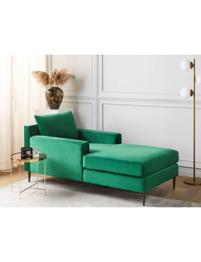 Beliani - Chaise-longue em veludo verde GUERET