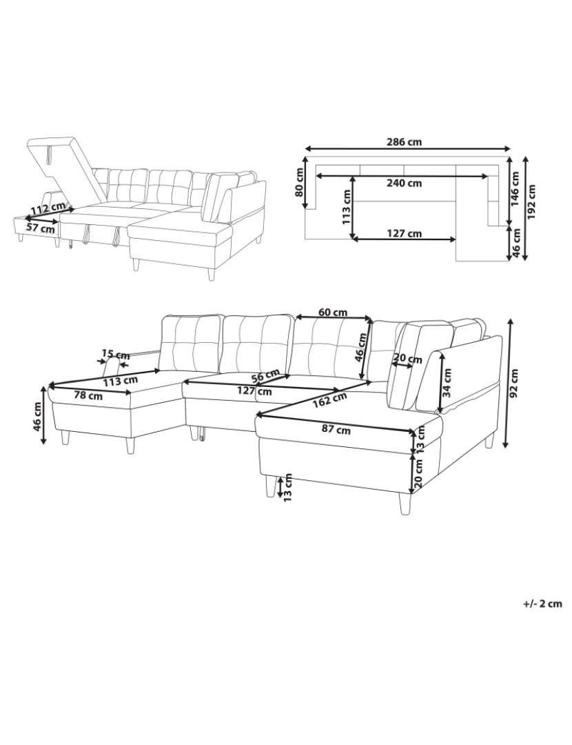 imagem de Sofá-cama em veludo cinzento 4 lugares LERUM3