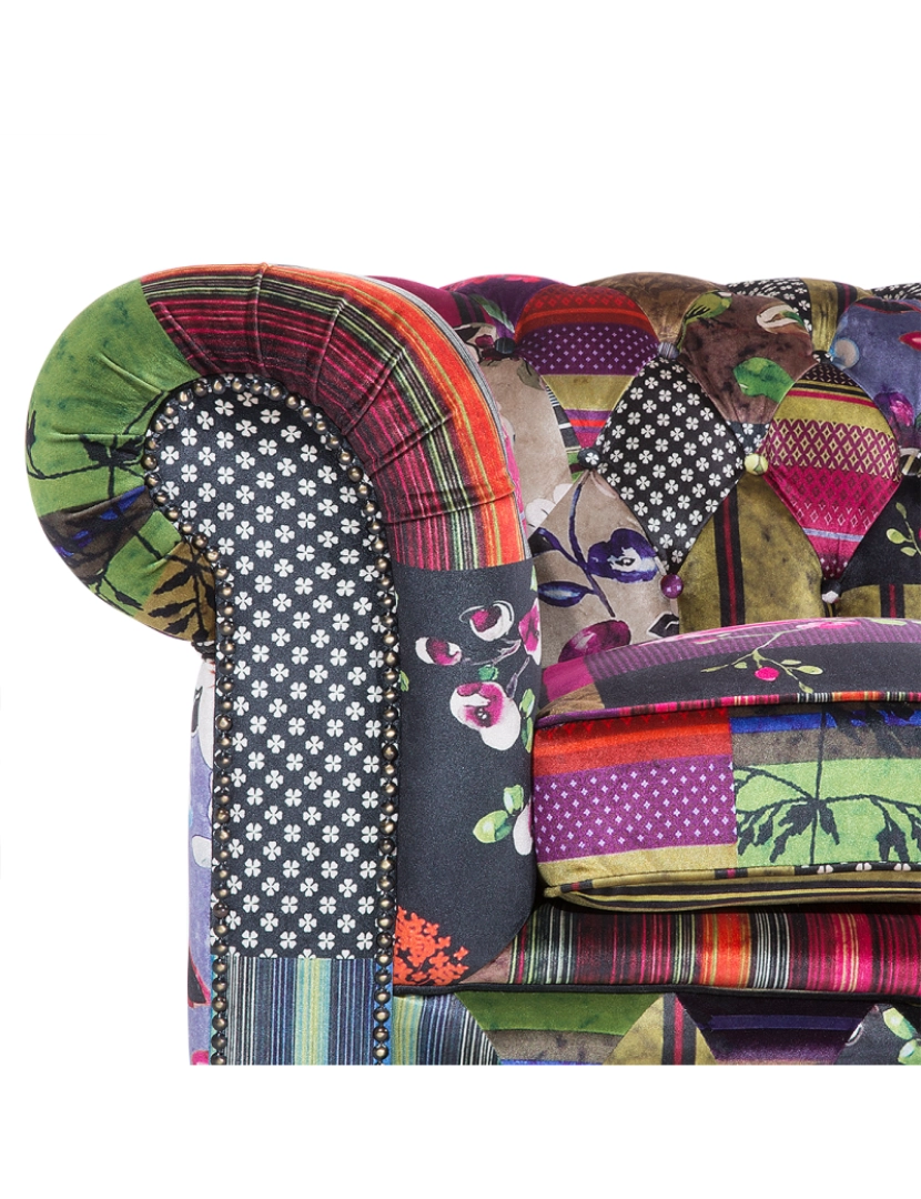 imagem de Sofá de 3 lugares em tecido patchwork violeta CHESTERFIELD10