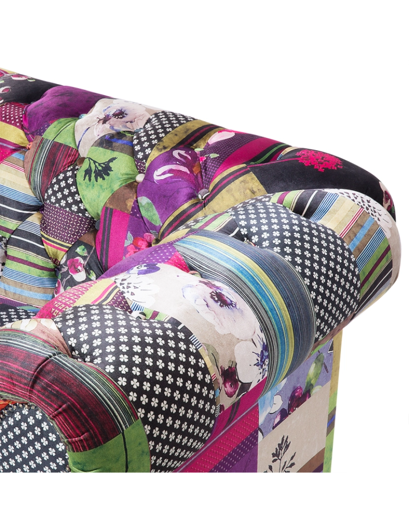 imagem de Sofá de 3 lugares em tecido patchwork violeta CHESTERFIELD7