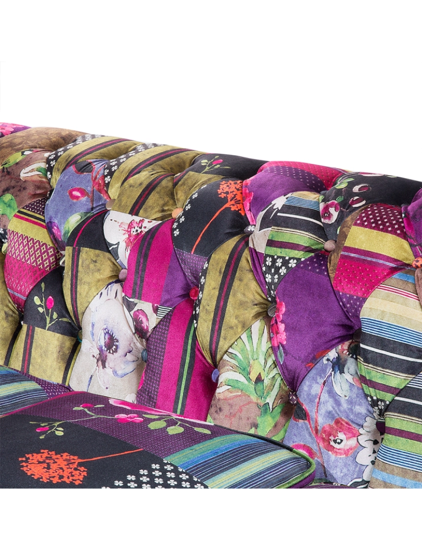 imagem de Sofá de 3 lugares em tecido patchwork violeta CHESTERFIELD9