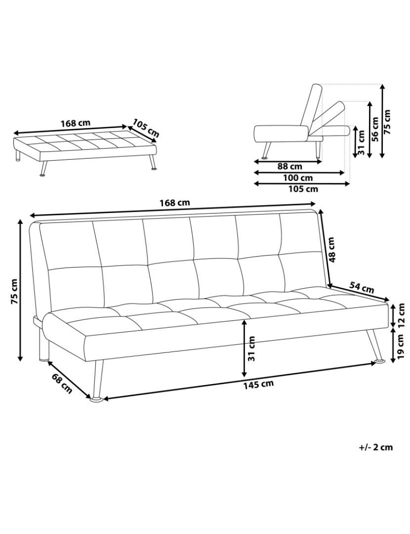 imagem de Sofá-cama de 3 lugares em tecido cinzento HASLE2