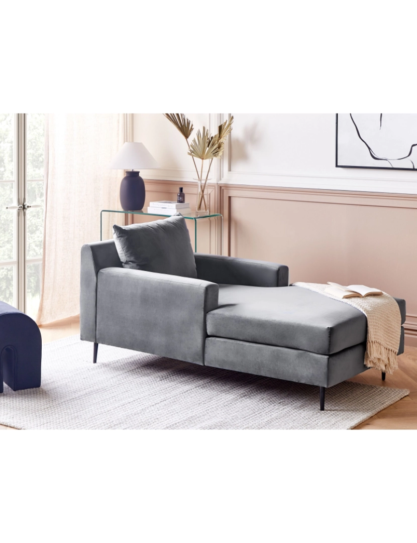 Beliani - Chaise-longue em veludo cinzento GUERET