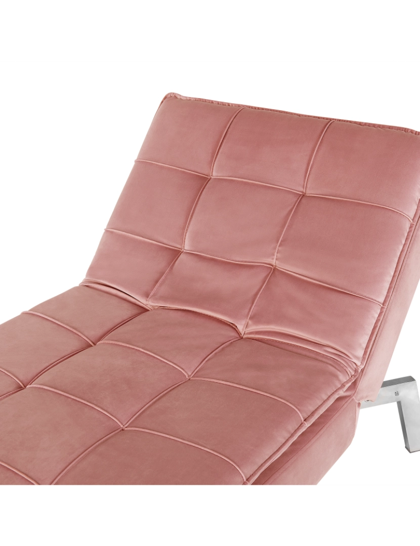 imagem de Chaise-longue ajustável em veludo rosa LOIRET10