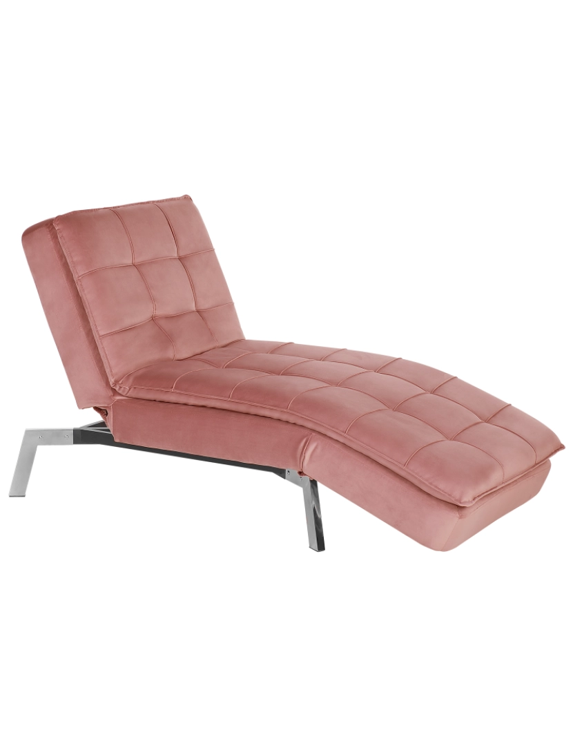 imagem de Chaise-longue ajustável em veludo rosa LOIRET2