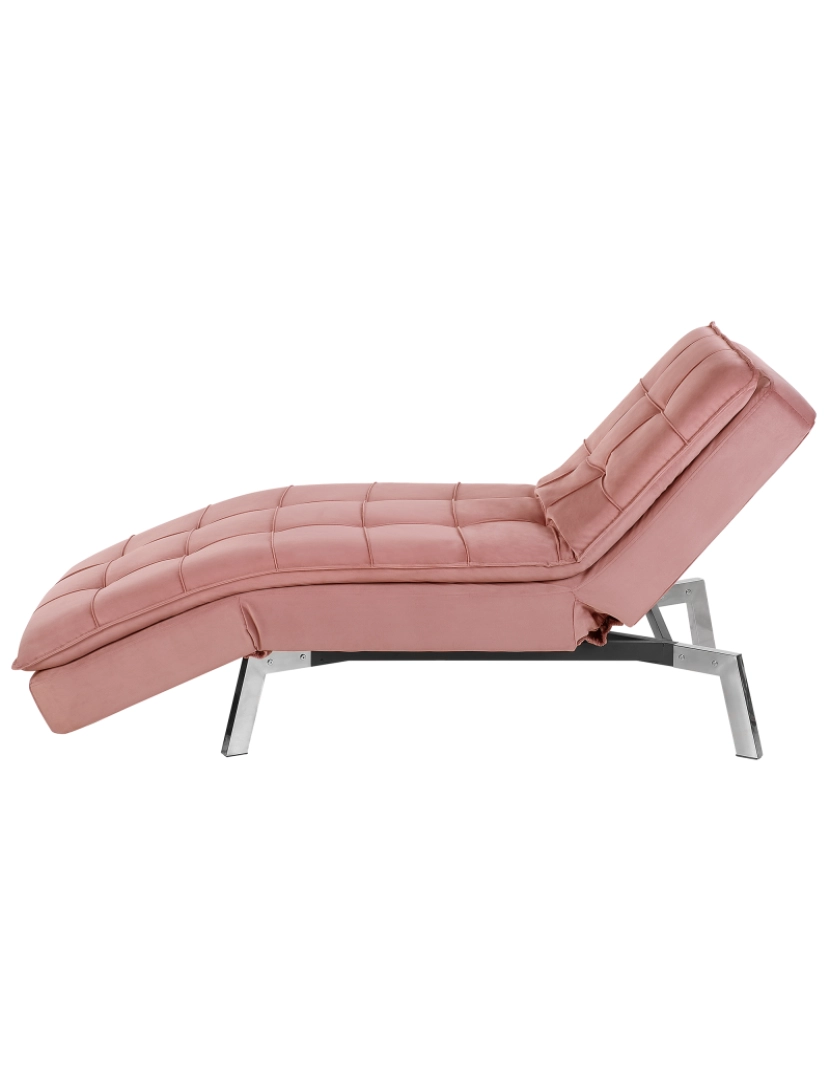 imagem de Chaise-longue ajustável em veludo rosa LOIRET4