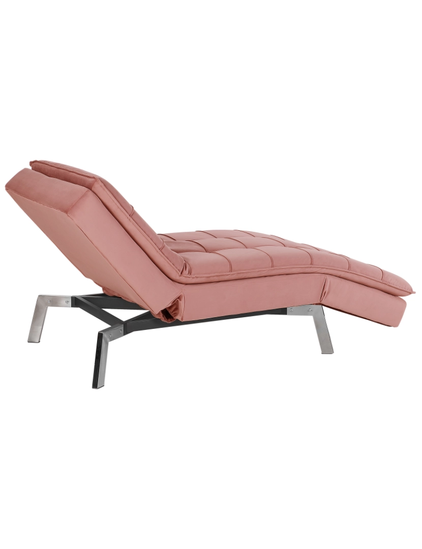 imagem de Chaise-longue ajustável em veludo rosa LOIRET5