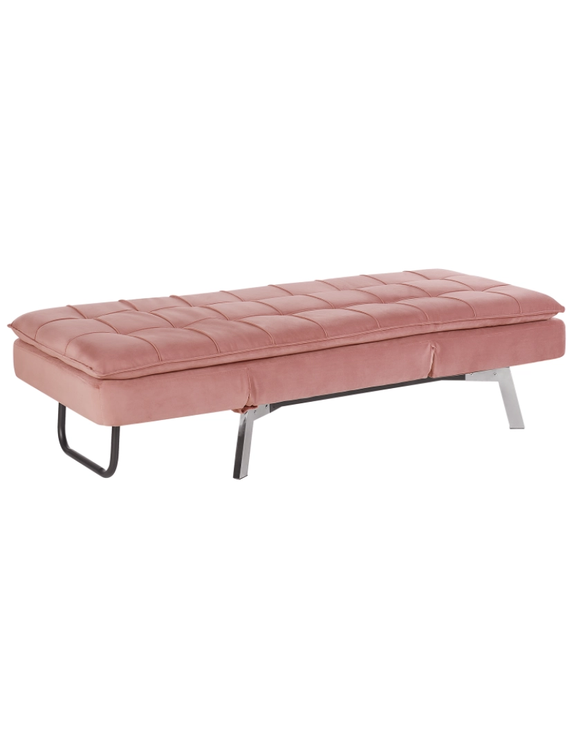 imagem de Chaise-longue ajustável em veludo rosa LOIRET6