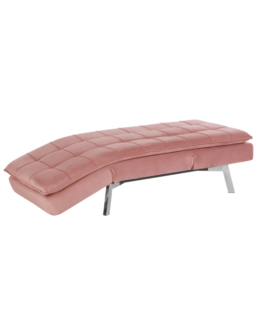 imagem de Chaise-longue ajustável em veludo rosa LOIRET7