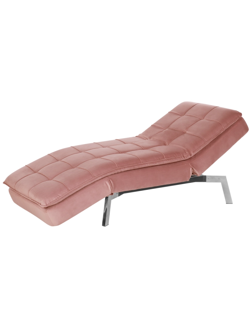 imagem de Chaise-longue ajustável em veludo rosa LOIRET8