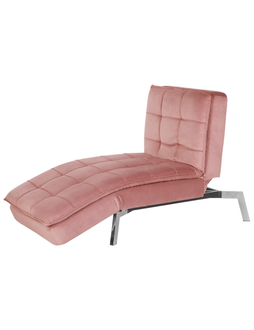 imagem de Chaise-longue ajustável em veludo rosa LOIRET9