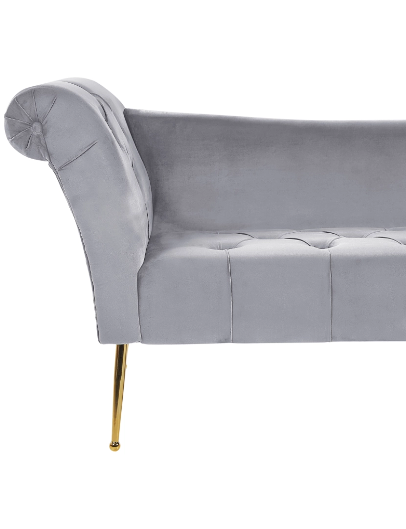 imagem de Chaise-longue em veludo cinzento NANTILLY6