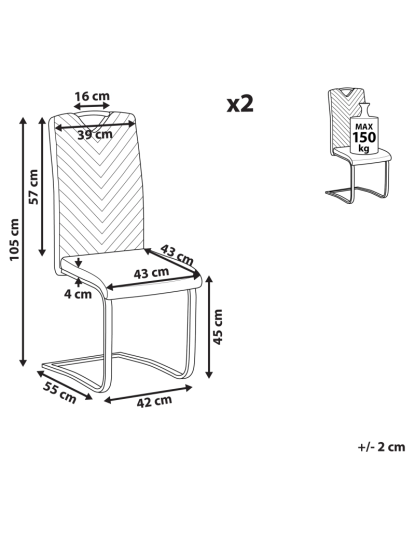 imagem de Conjunto de 2 Pele sintética Cadeira ʺcantileverʺ Cinzento claro PICKNES3