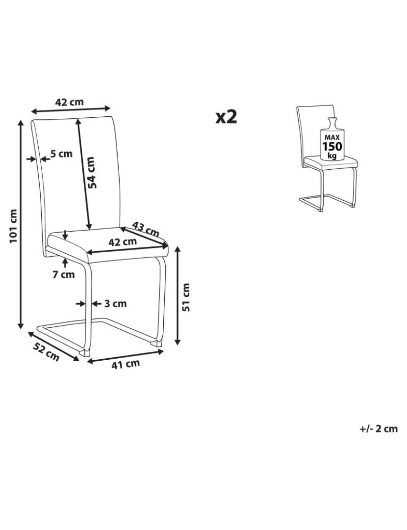 imagem de Conjunto de 2 Pele sintética Cadeira ʺcantileverʺ Cinzento ROVARD3